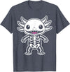 Magical and Funny Halloween Gifts Axolotl Skeleton Halloween T-Shirt - Heather Blue