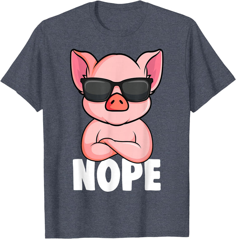 Funny Pig Lover & Owner Gift Ideas Pigs Nope Pig Children Girls Pig T-Shirt - Heather Blue