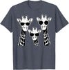 Giraffe Animal Sweet Graphic Giraffes Family with Sunglasses - Giraffe T-Shirt Small - Heather Blue
