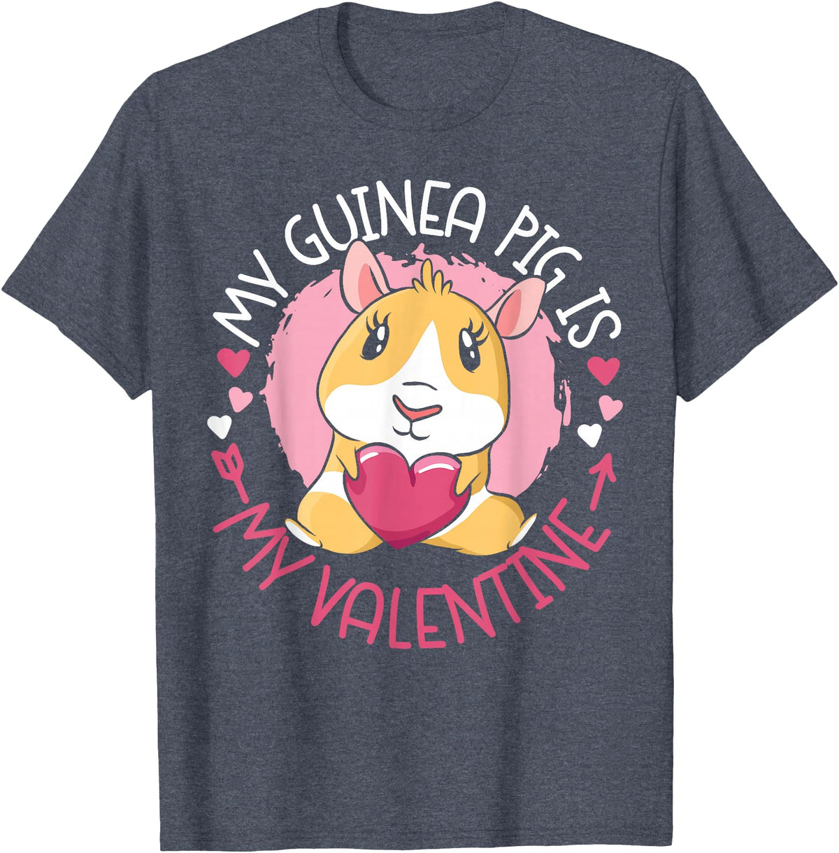 Cute Guinea Pig Lover HS0 Guinea Pig Valentines Day My Guinea Pig Is My Valentine T-Shirt - Heather Blue
