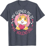 Cute Guinea Pig Lover HS0 Guinea Pig Valentines Day My Guinea Pig Is My Valentine T-Shirt - Heather Blue