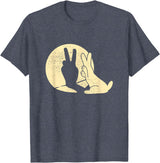 Rabbit Shadow Peace Sign T-Shirt in Heather Blue