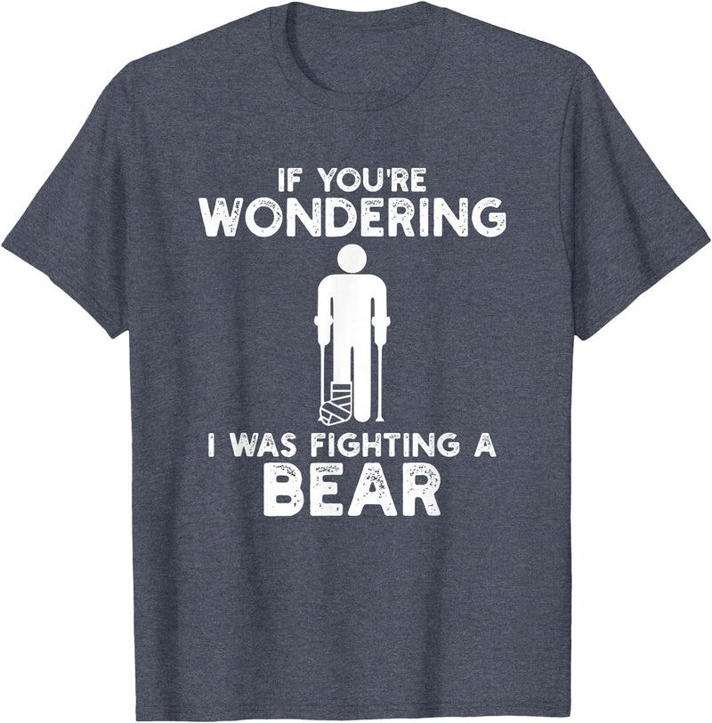 I Was Fighting A Bear Humor Designs Co. Funny Humour I Was Fighting A Bear T-Shirt - Heather Blue