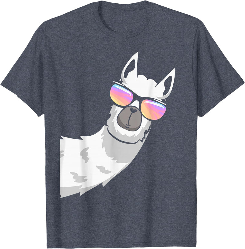 Llama Lover Gifts Collection Llama With Sunglasses Kids Boys Toddler Novelty T-Shirt - Heather Blue