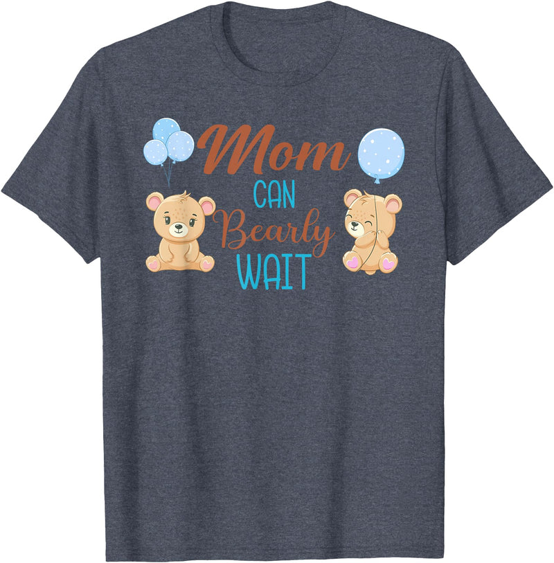 Family Baby Shower Gifts Mom Can Bearly Wait Bear Gender Neutral Boy Baby Shower T-Shirt - Heather Blue