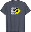 Drop Bear Meme Beware Drop Bears Look Up Stay Alive Funny Aussie TShirt T-Shirt - Heather Blue