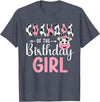 Cow Birthday Shirt For Family Men Women Cow Lover Grandpa Of The Birthday Girl Farm Cow 1 St Birthday Girl T-Shirt - Heather