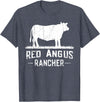 Funny Red Angus Farmer Gift for Cattle Lover Cow Breeder - Red Angus Rancher T-Shirt - Heather Blue