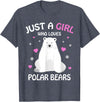 Funny Polar Bear Lover Apparel & Gift Ideas Just A Girl Who Loves Polar Bears Girls Polar Bear Gift T-Shirt - Heather Blue