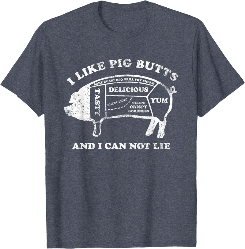 Pink Ink Art Funny I Like Pig Butts And I Can Not Lie T-Shirt T-Shirt - Heather Blue