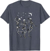 Skeleton Dancing Under The Moon Funny Happy Halloween T-Shirt - Heather Blue