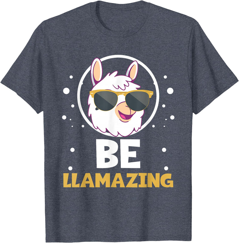 LLama Squad Shirts and Gifts Cute Amazing Llama Pun Be Llamazing Llama Lover T-Shirt - Heather Blue