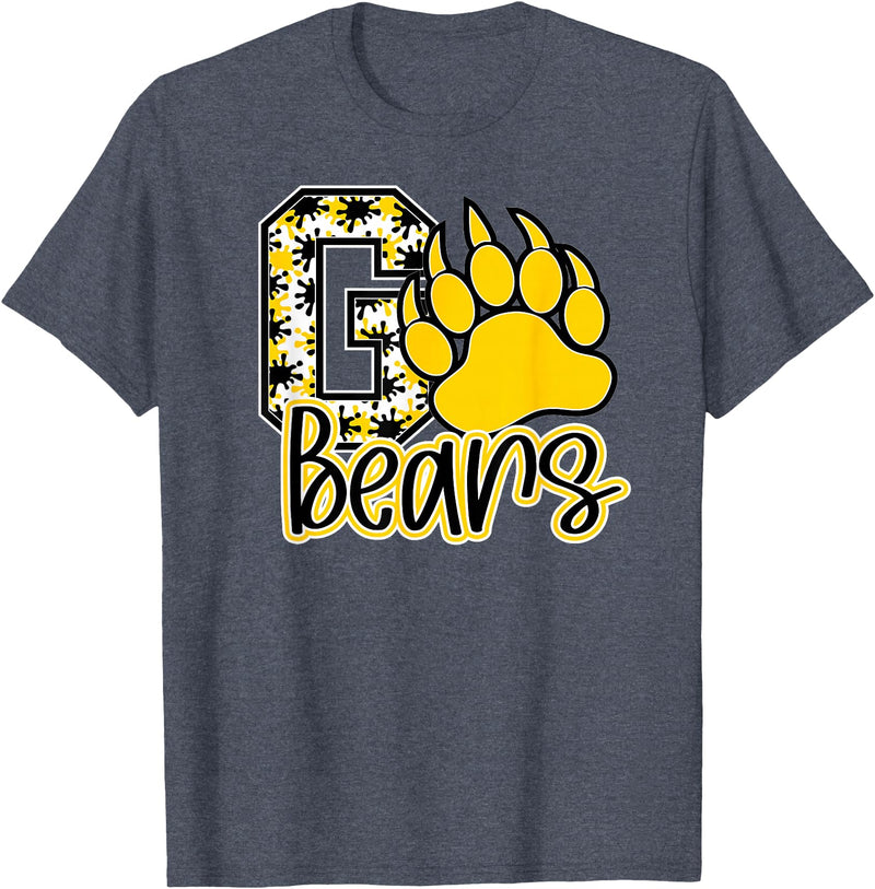 BEARS SPIRIT TEES CO School Spirit Go Bears Mascot Womens Youth Girls Kids T-Shirt - Heather Blue