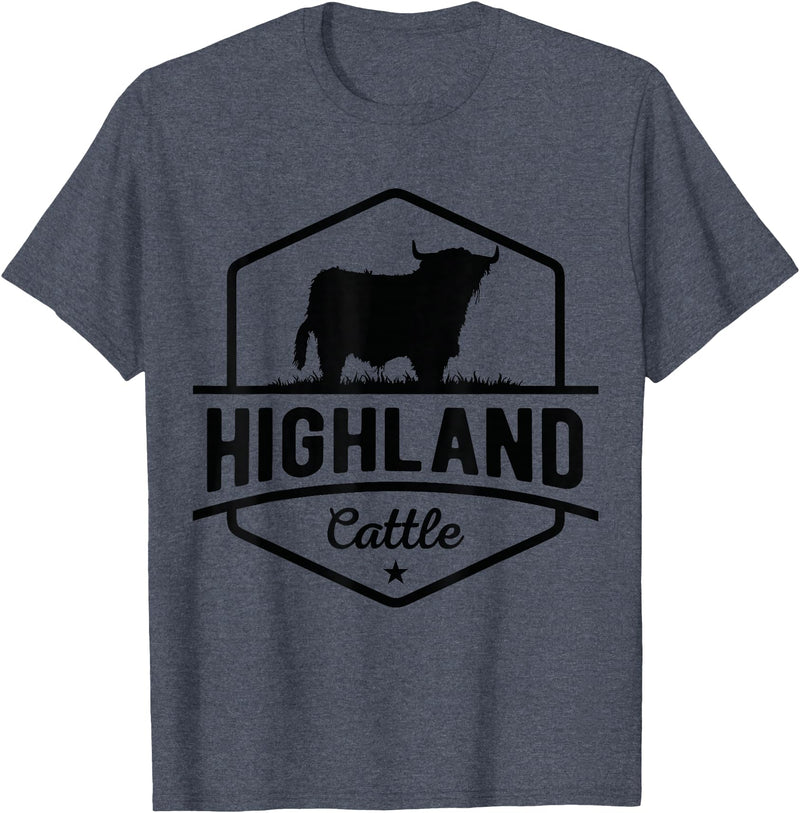 Farm Highland Cow Men Cattle Clothing Agriculture Scottish Highland Cow for Cattle Farmers T-Shirt - Heather Blue