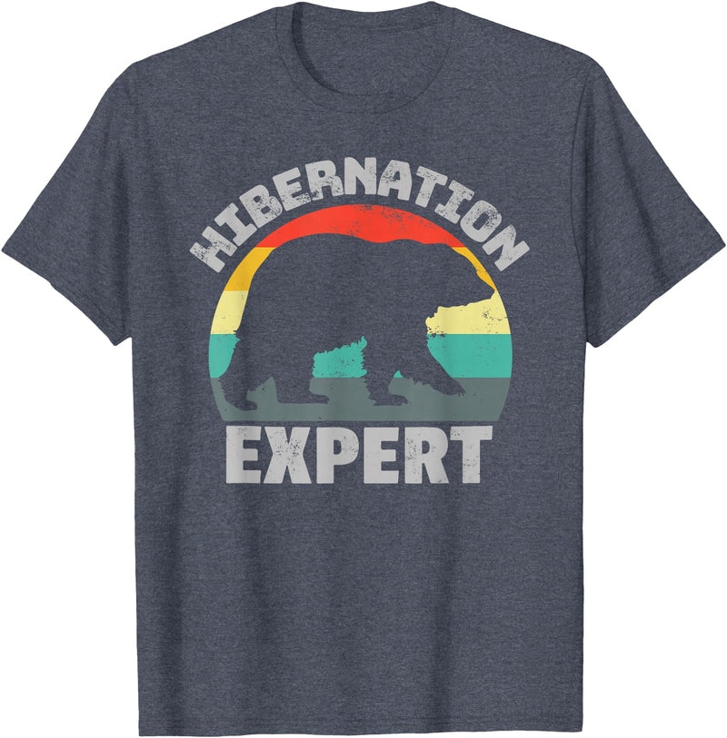 For Those Who Hate Winter Hibernation Bear Expert - Retro Funny Winter T-Shirt - Heather Blue