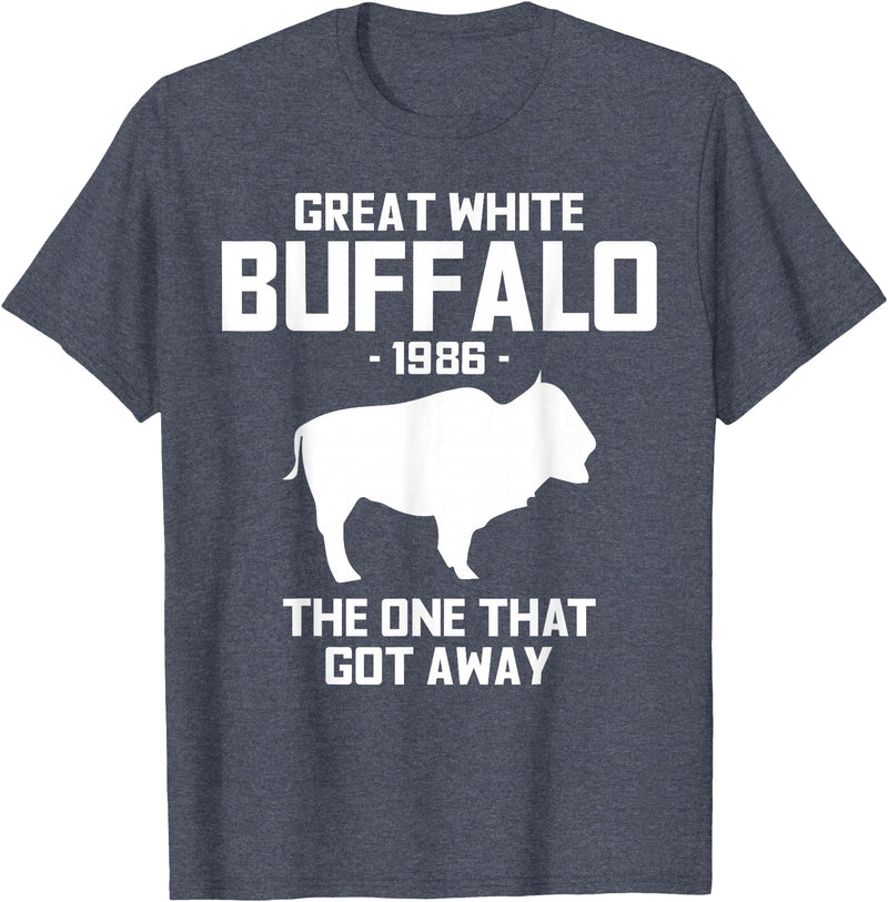 Great White Buffalo T-Shirts Great White Buffalo The One That Got Away Funny T-Shirts T-Shirt - Heather Blue
