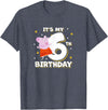 Peppa Pig It's My 6th Birthday Holiday Stars Celebration T-Shirt - Heather Blue