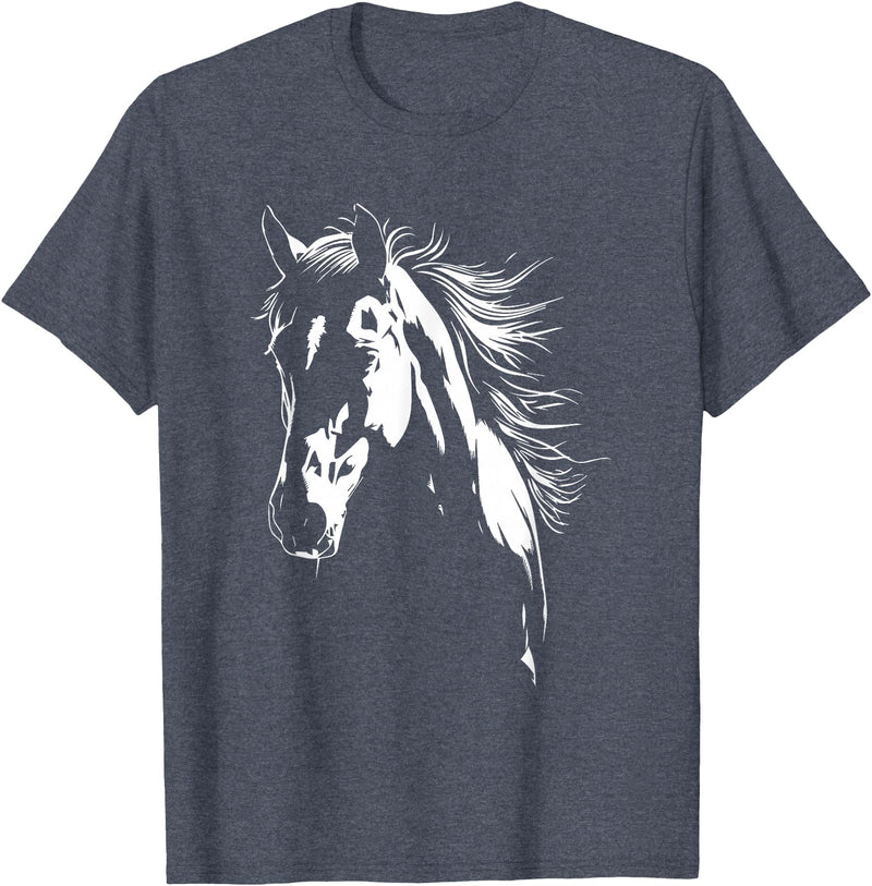 HörseCo. Vintage Western Horse Silhouette Horse Riding T-Shirt - Heather Blue