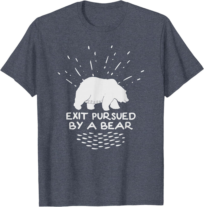 Funny Winter Tees Exit Pursued By a Bear - Funny Shakespeare - Winter Shirt T-Shirt - Heather Blue