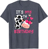 Eight Year Old Cow Eighth Birthday Cows 8th Cow Birthday 8 Year Old Girl Cow Birthday Party T-Shirt - Heather Blue