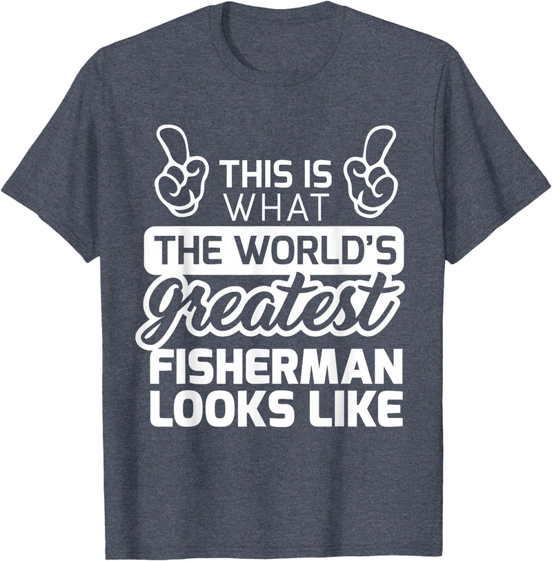 World's Greatest Collection Apparel & Gifts Best Fisherman Ever World's Greatest Fisherman T-Shirt T-Shirt - Heather Blue