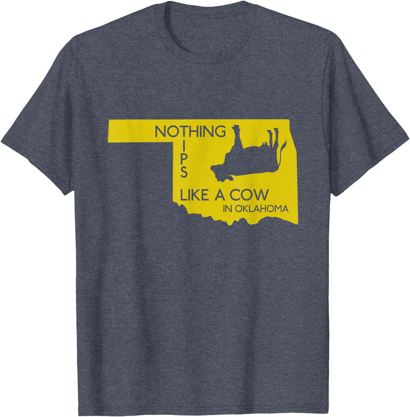 Funny Farm Nothing tips like a cow in Oklahoma state T-Shirt - Heather Blue