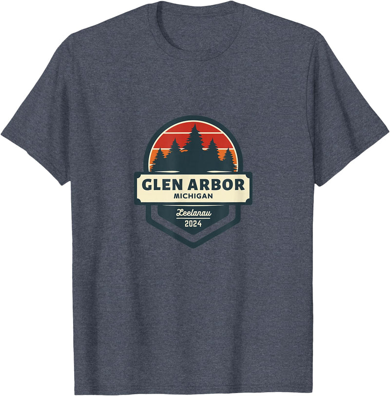 Glen Arbor, MI | Glen Lake Michigan | Sleeping Bear Dunes T-Shirt - Heather Blue
