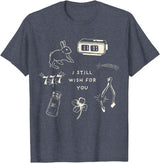 I Still Wish for You Lucky Rabbit 1111 Stars Clover Signs T-Shirt in Heather Blue