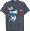 Bunny Playing Golf Golfing Rabbit Easter Sport Men Boys Kids T-Shirt in Heather Blue