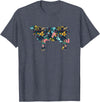 Cow Floral Silhouette Cattle Farm Lover Floral Cow Silhouette Womens Girls Cow Farm Animal T-Shirt - Heather Blue
