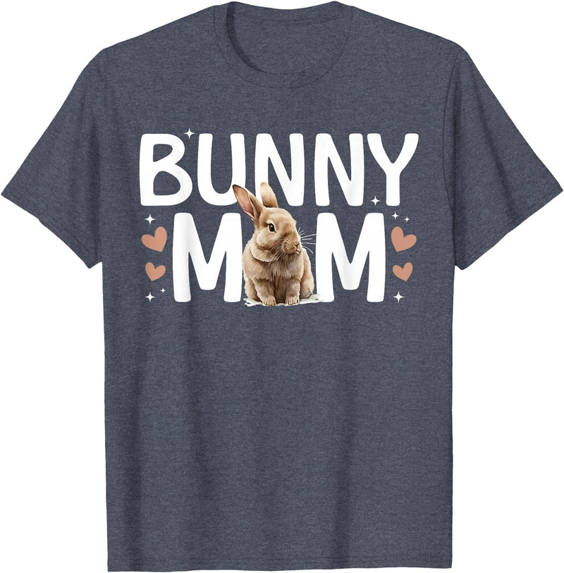 Bunny Mom Rabbit Mama Bunny Mother Rabbit Momma Bunny Owner T-Shirt in Heather Blue