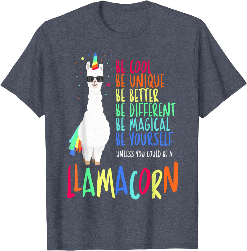 CuisineDuCool Funny Llamacorn - Funny Cute Llama Unicorn T-Shirt - Heather Blue