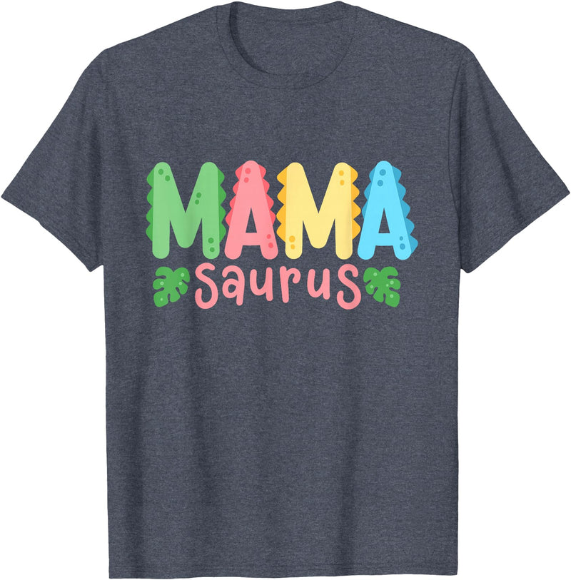 Kids Dinosaur Birthday Party Squad Outfit Mama Saurus Children's Dinosaur Birthday Party Family Matching T-Shirt - Heather
