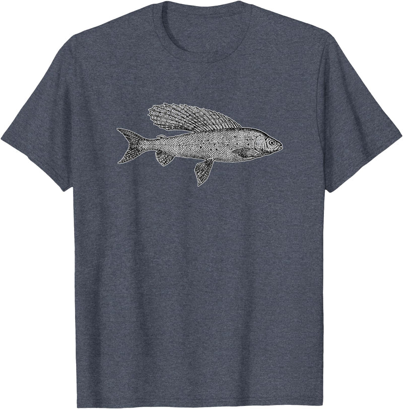 Grayling Fish Fish Grayling Graphic Fishing T-Shirt - Heather Blue