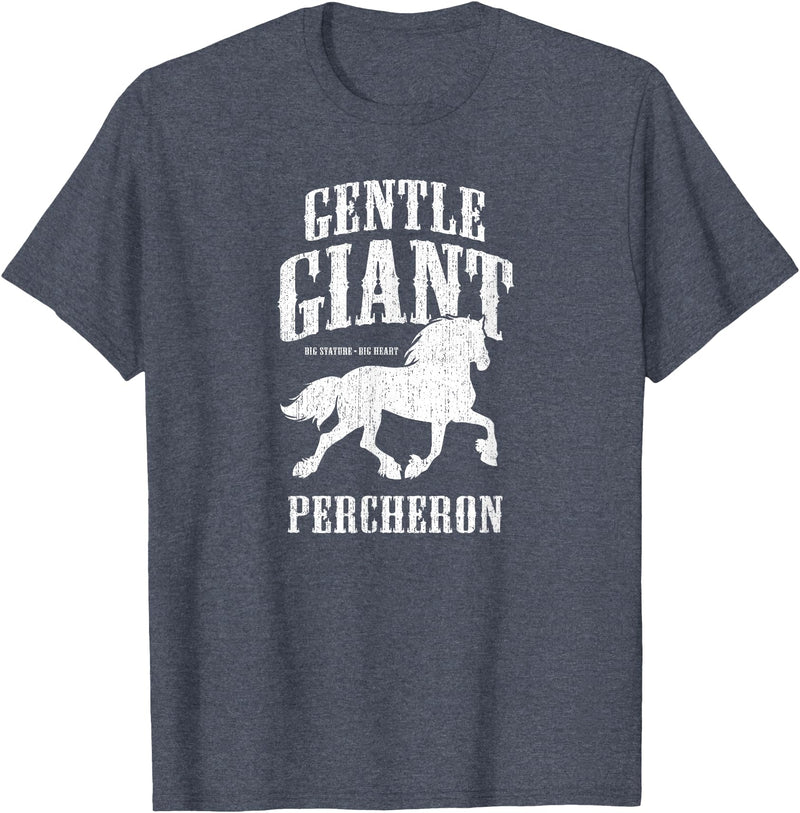 Percheron Horse Gifts Gentle-Giant: Percheron Draft Horse T-Shirt - Heather Blue