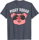 Cool Lucky Swine Fans Party Girl Boy Pork Team Art Piggy Squad | Cute Pig Farmer Animal Lovers Funny Farm Gift T-Shirt - Heather Blue
