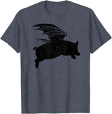 Flying Pig Shirt Pigs Will Fly Gift Idea Flying Pig T-Shirt Pigs Will Fly Gift T-Shirt - Heather Blue