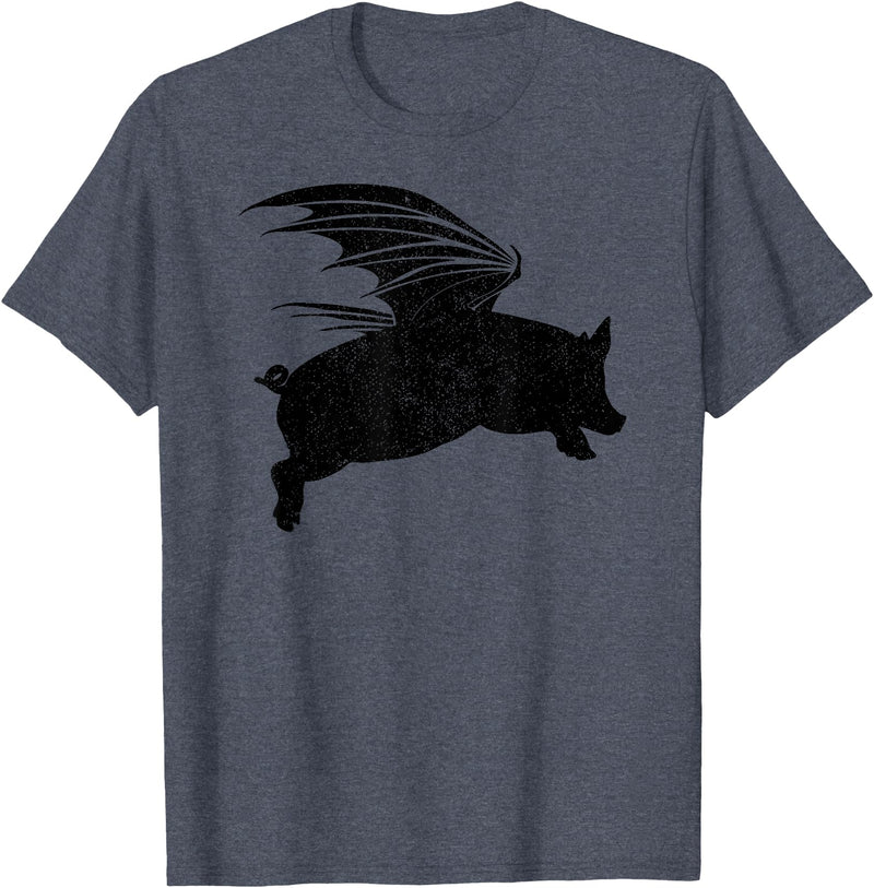 Flying Pig Shirt Pigs Will Fly Gift Idea Flying Pig T-Shirt Pigs Will Fly Gift T-Shirt - Heather Blue
