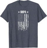 National Horseshoe Pitchers Association NHPA Distressed Flag T-Shirt - Heather Blue