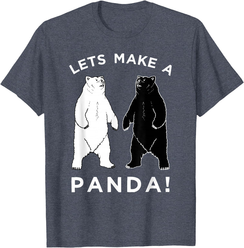 Make Panda Apparel Lets Make A Panda Funny Black Polar Bear T-Shirt - Heather Blue