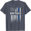 NYC Policeman American Flag Policewoman Thin Blue Line Heart Buffalo Police Officer New York Cops T-Shirt - Heather Blue