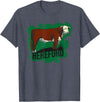 Hereford cow lover gift Hereford cow standing on the green grass T-Shirt - Heather Blue