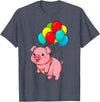 Uniquely Funny Pig Farmer Gifts Pig Flying with Balloons T-Shirt - Heather Blue