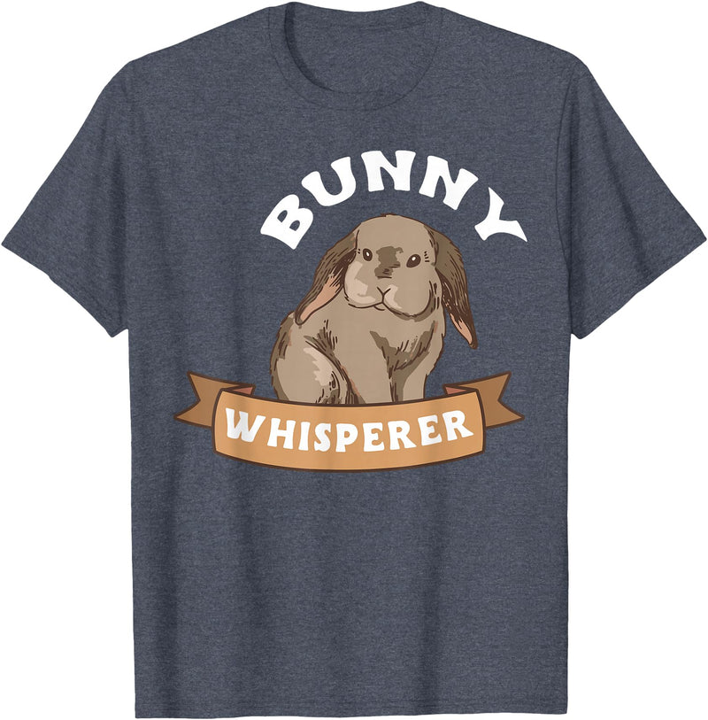 Cute Bunny Whisperer Lover Bunny Graphic T-Shirt in Heather Blue