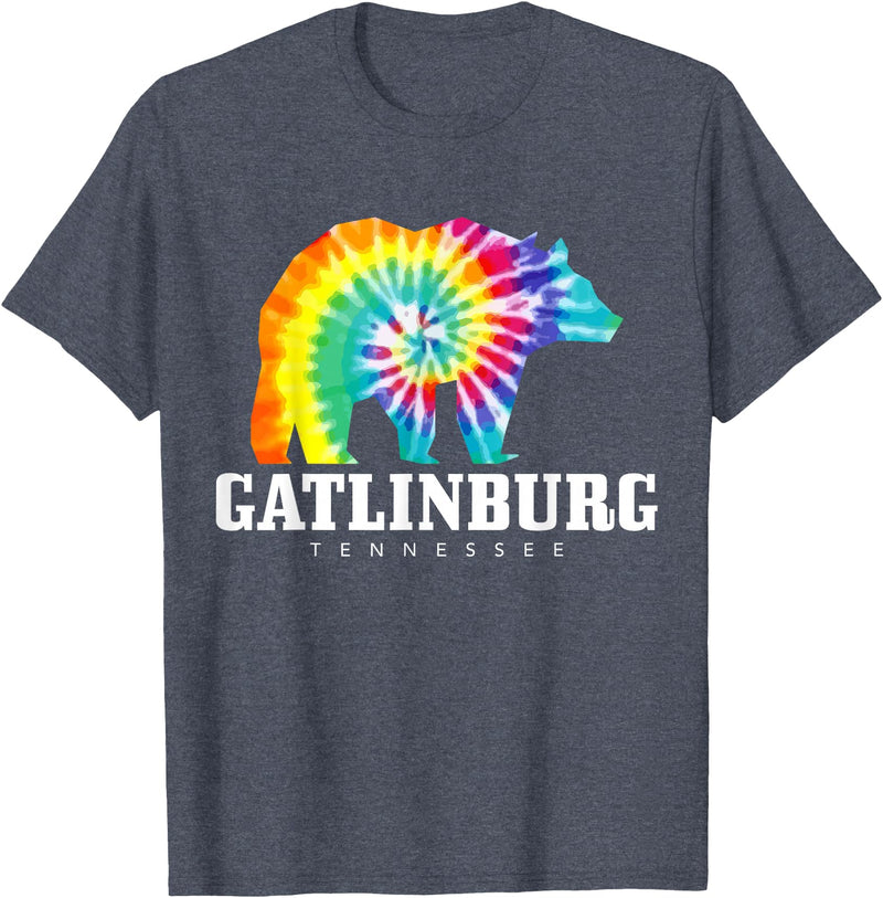 Gatlinburg Tennessee - Bear Tie Dye Gatlinburg Tennessee Bear Tie Dye Vintage Retro T-Shirt - Heather Blue