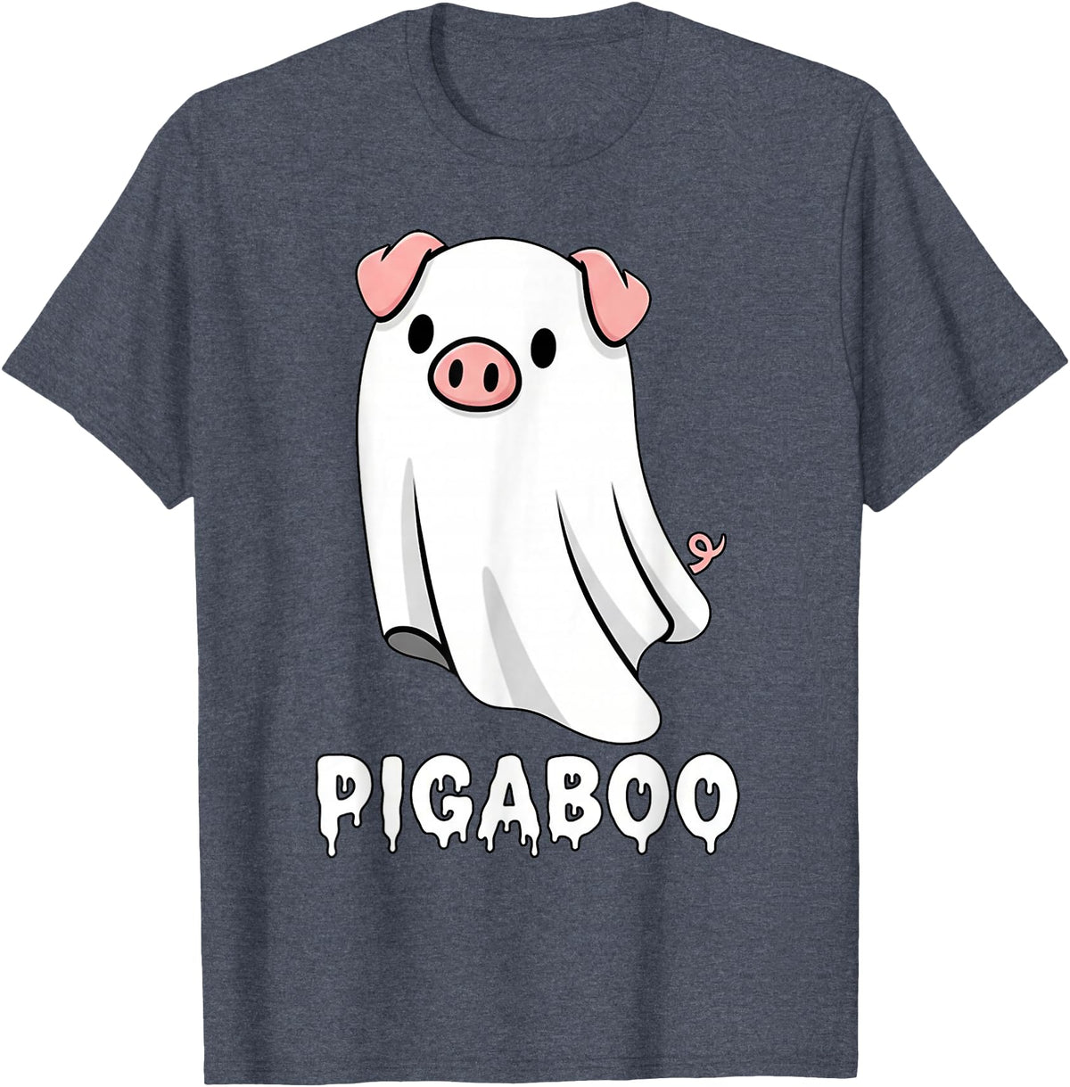 Pig Ghost Boo Halloween Humor By TEERA Funny Pig Ghost Spooky Season T-Shirt - Heather Blue