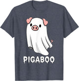 Pig Ghost Boo Halloween Humor By TEERA Funny Pig Ghost Spooky Season T-Shirt - Heather Blue