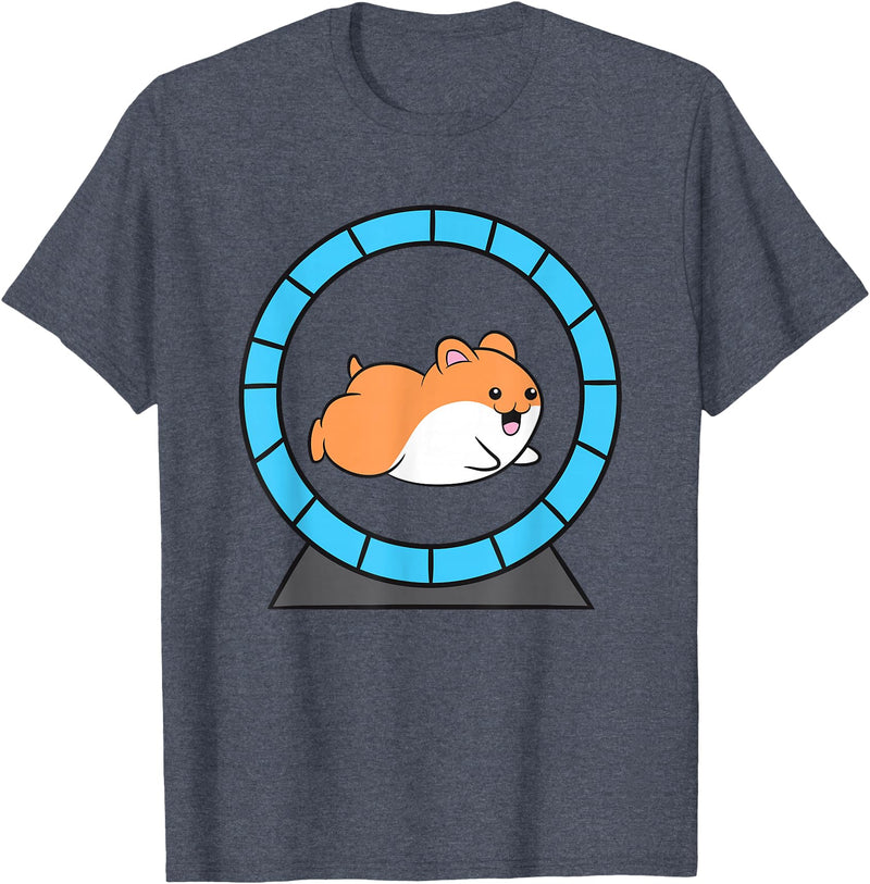 Hamster in a Hamster Wheel Pet Hamster T-Shirt - Heather Blue
