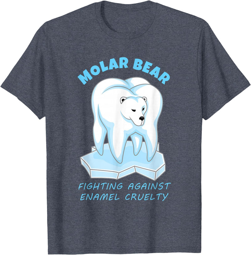 Polar Bear Tooth Tees Molar Bear - Funny Dental Polar Bear Pun T-Shirt T-Shirt - Heather Blue