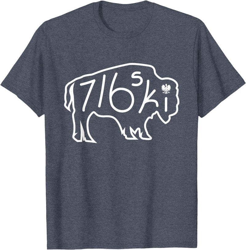 Buffalo Polish 716 716ski Dyngus Day Buffalo NY Polish T-Shirt - Heather Blue